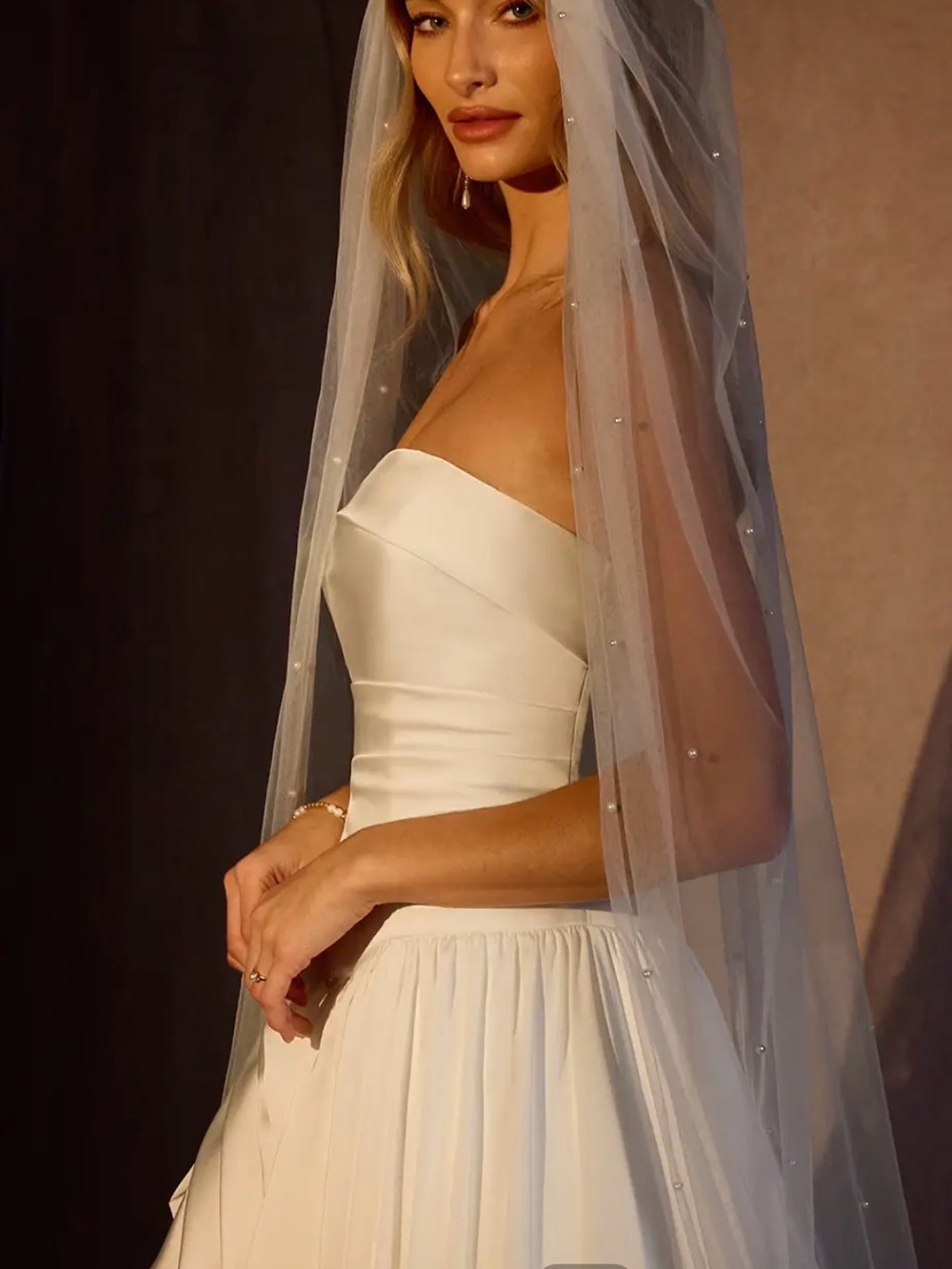 Azazie Jenna Pearl Chapel Length Veil - Picture 3 of 4